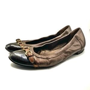 AGL Bronze Ballet Flats | Patent Cap Toe Italian Leather | Quiet Luxury Staple